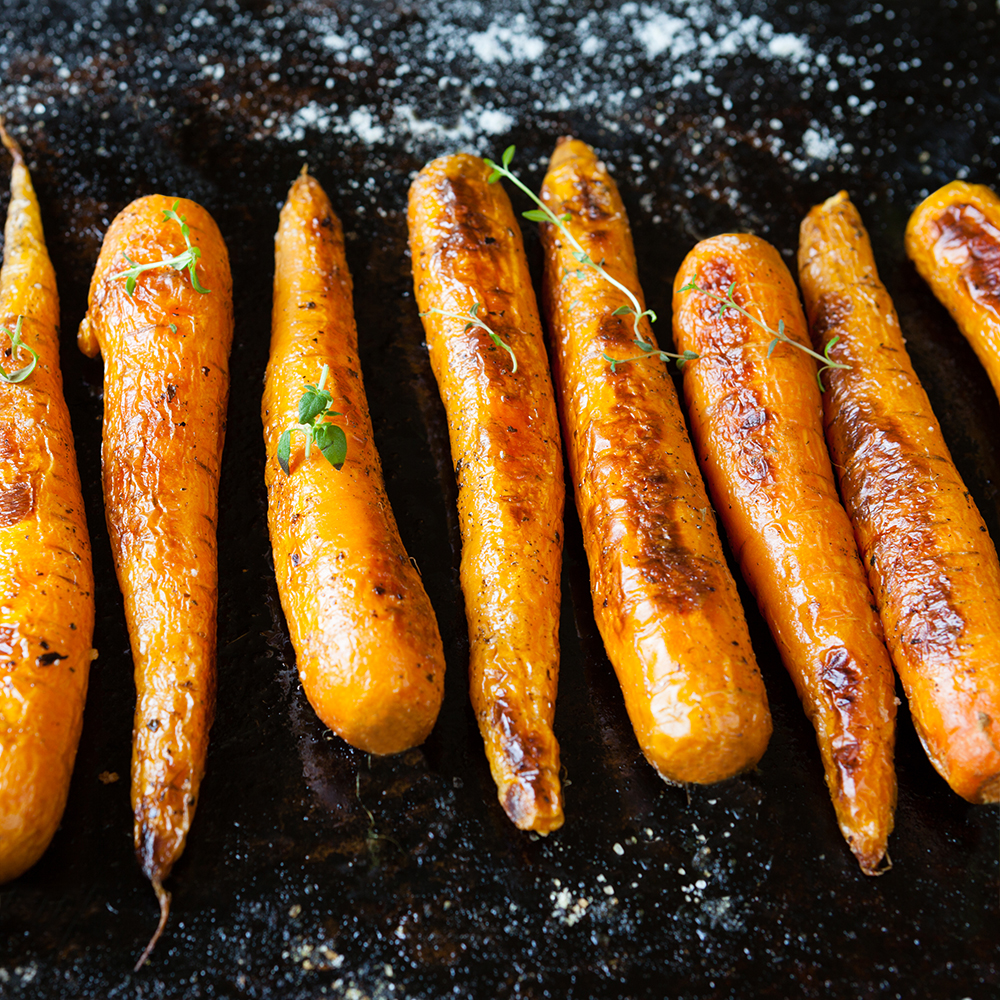 Harissa And Maple Roasted Carrots