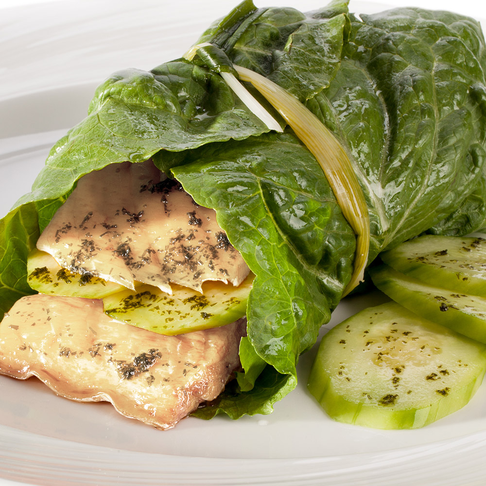 Grilled Halibut, Romaine And Tapenade Bundles