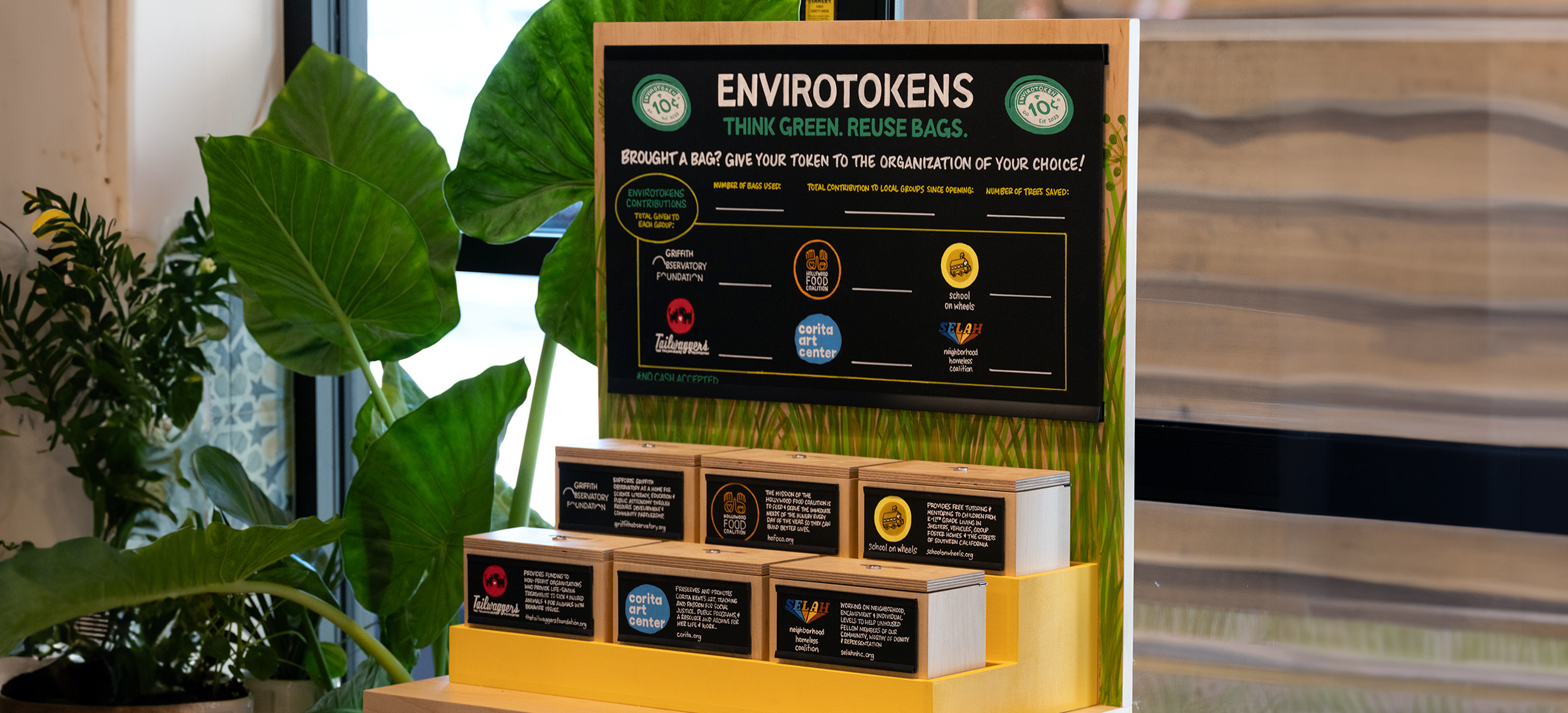 Envirotokens display in a store